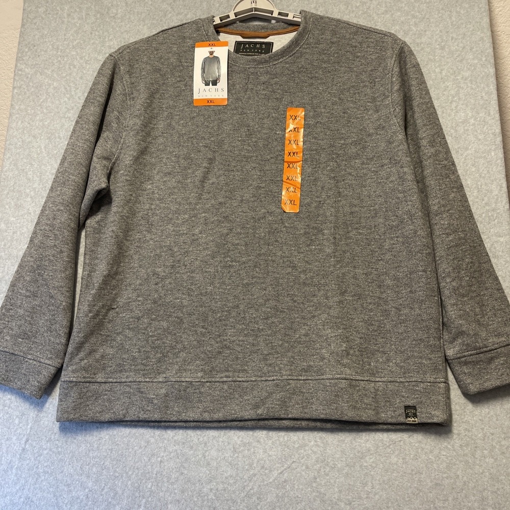 Jachs New York Fleece Sweatshirt, Gray, Mens XXL, Heavyweight Long Sleeve, NEW